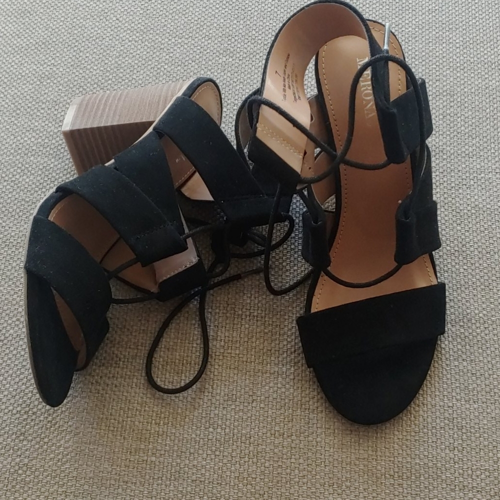 Black block heel sandals